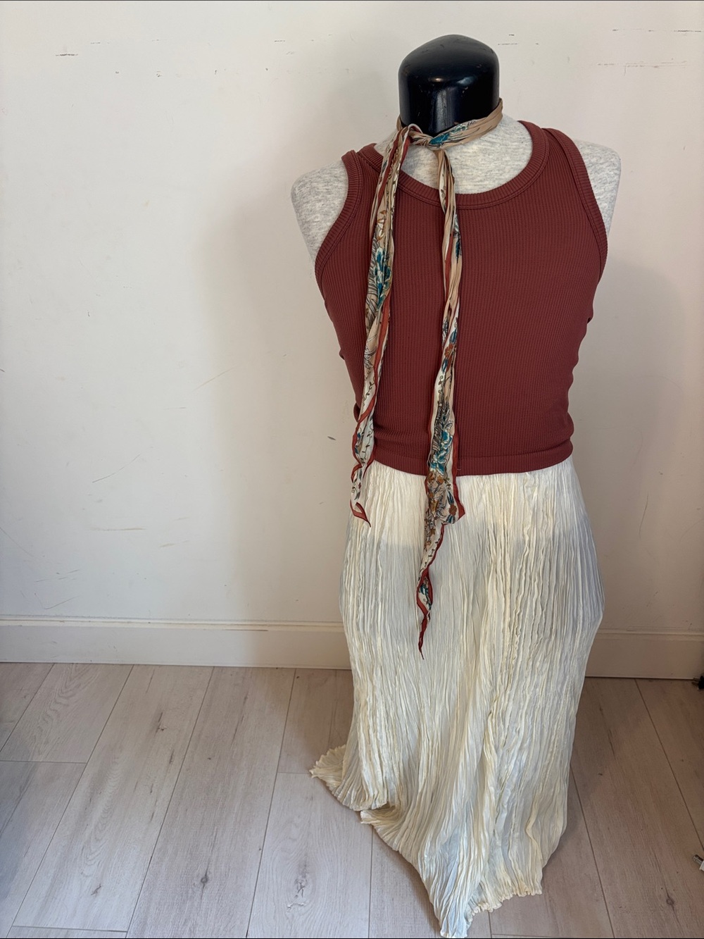 Silk Savannah Cream Crinkle Maxi Skirt